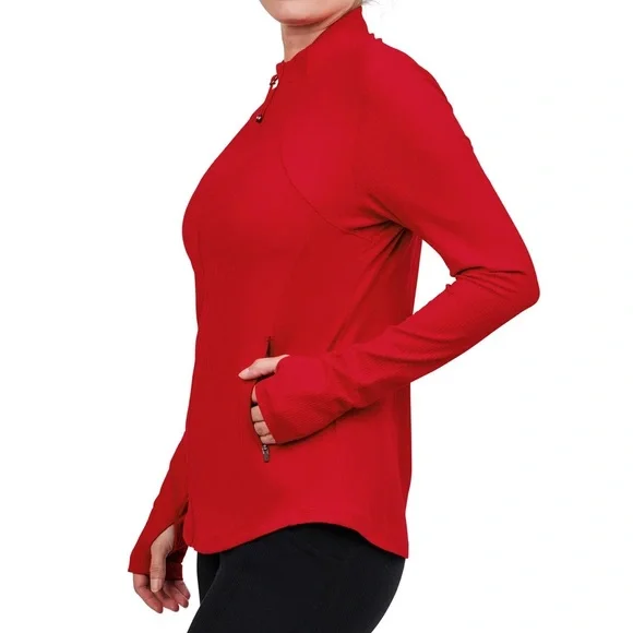 Tuff Veda Ribbed Red Yoga Jacket - Picture 4 of 9